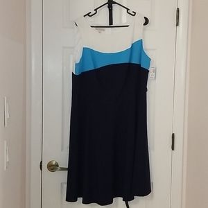 NWT Navy, teal and white dress